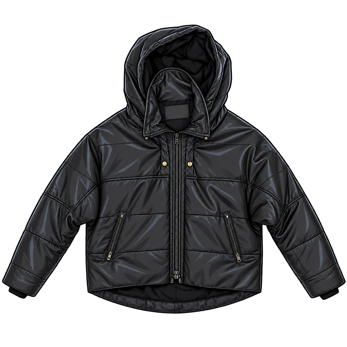Cropped Leather Puffer Jacket