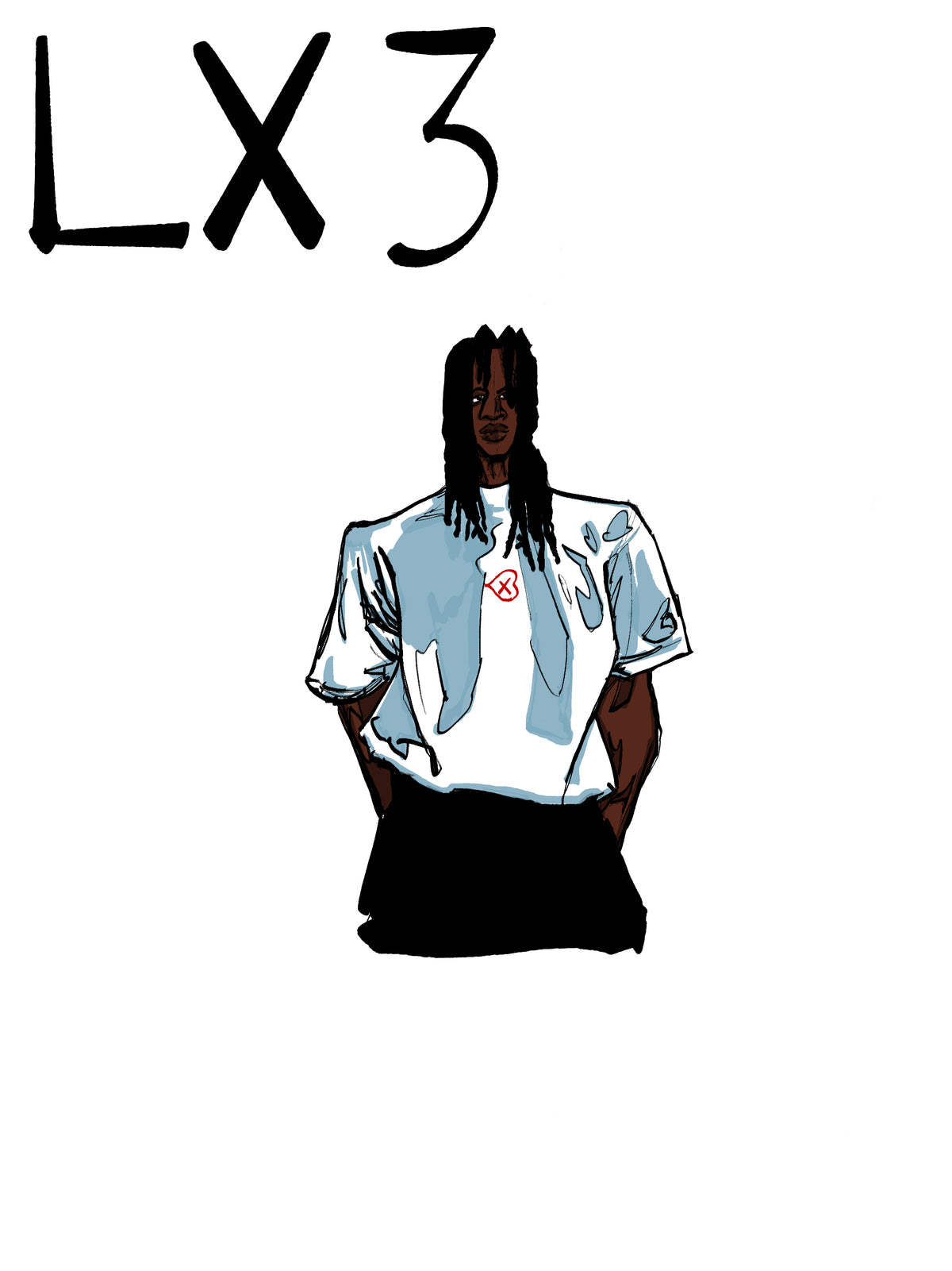LX3 illustrated mock-neck tee