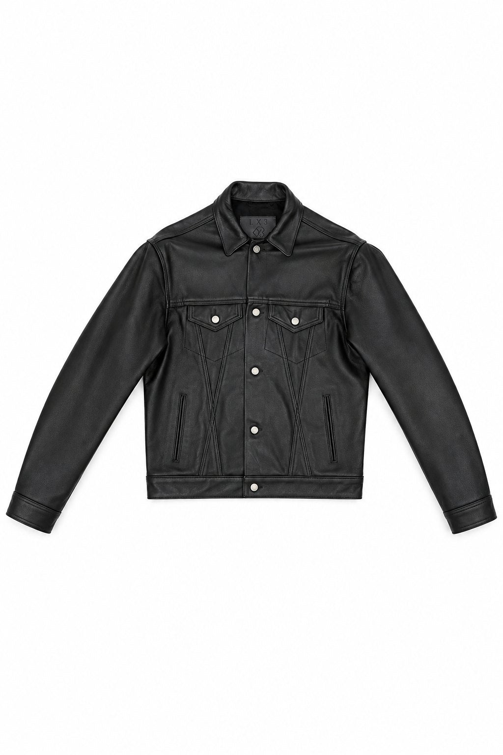 Leather Trucker Jacket — front flat lay